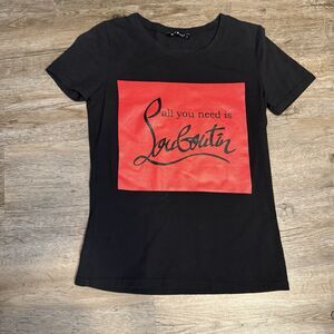 XYZ Girls CLOTHING Stencil Logo Black Red All You Need is Louboutin Small